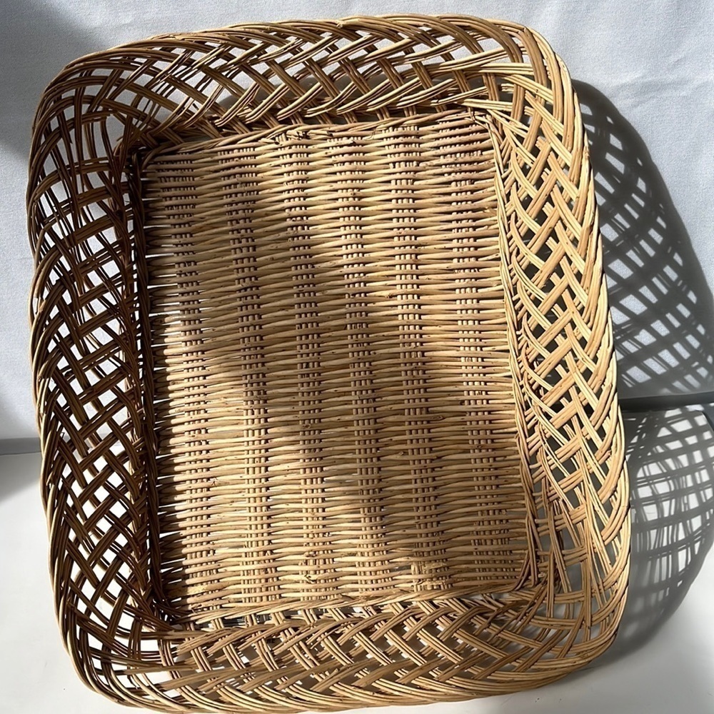 Oblong Weaved Wicker Basket Rustic Farmhouse Cottage Decor Storage Basket